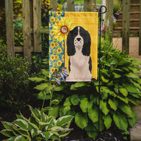 Summer Sunflowers Black English Springer Spaniel Flag Garden Size
