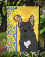 Summer Sunflowers Black French Bulldog Flag Garden Size