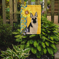 Summer Sunflowers Black and Silver German Shepherd Flag Garden Size