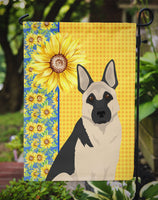 Summer Sunflowers Black and Silver German Shepherd Flag Garden Size