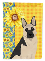 Summer Sunflowers Black and Silver German Shepherd Flag Garden Size