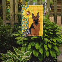 Summer Sunflowers Black and Tan German Shepherd Flag Garden Size
