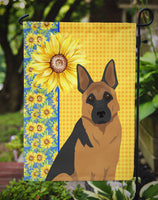 Summer Sunflowers Black and Tan German Shepherd Flag Garden Size