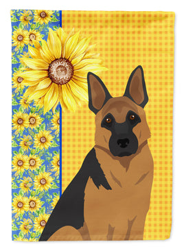 Summer Sunflowers Black and Tan German Shepherd Flag Garden Size