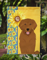 Summer Sunflowers Mahogany Golden Retriever Flag Garden Size