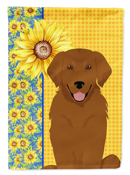 Summer Sunflowers Mahogany Golden Retriever Flag Garden Size