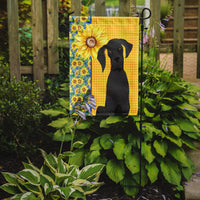Summer Sunflowers Black Great Dane Flag Garden Size