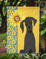 Summer Sunflowers Black Great Dane Flag Garden Size