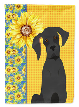 Summer Sunflowers Black Great Dane Flag Garden Size