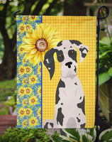 Summer Sunflowers Harlequin Great Dane Flag Garden Size