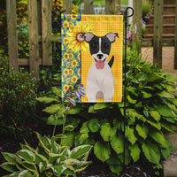 Summer Sunflowers Black White Smooth Jack Russell Terrier Flag Garden Size