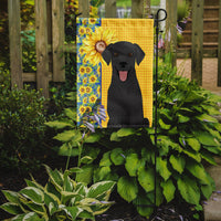 Summer Sunflowers Black Labrador Retriever Flag Garden Size
