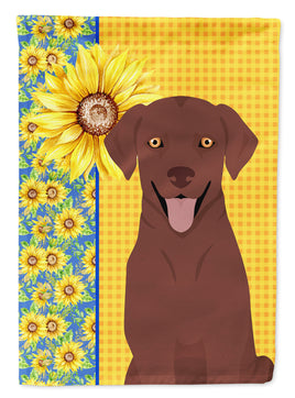 Summer Sunflowers Chocolate Labrador Retriever Flag Garden Size