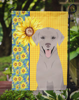 Summer Sunflowers Gray Labrador Retriever Flag Garden Size