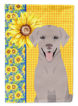 Summer Sunflowers Gray Labrador Retriever Flag Garden Size
