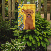 Summer Sunflowers Red Fox Labrador Retriever Flag Garden Size