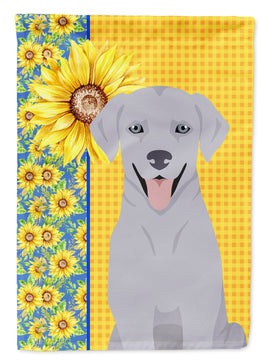 Summer Sunflowers Silver Labrador Retriever Flag Garden Size