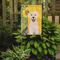 Summer Sunflowers White Cream Labrador Retriever Flag Garden Size