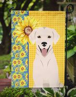 Summer Sunflowers White Cream Labrador Retriever Flag Garden Size
