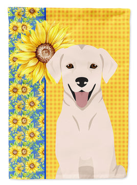 Summer Sunflowers White Cream Labrador Retriever Flag Garden Size