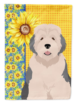 Summer Sunflowers Old English Sheepdog Flag Garden Size
