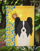 Summer Sunflowers Black and White Papillon Flag Garden Size