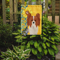 Summer Sunflowers Red and White Papillon Flag Garden Size