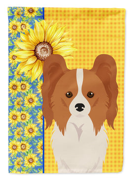 Summer Sunflowers Red and White Papillon Flag Garden Size