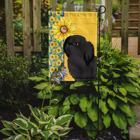 Summer Sunflowers Black Pekingese Flag Garden Size