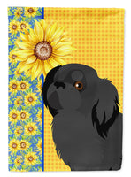 Summer Sunflowers Black Pekingese Flag Garden Size
