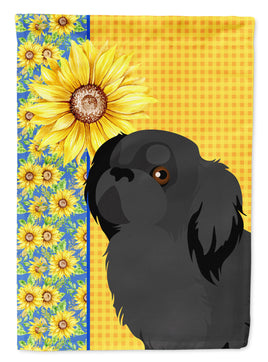 Summer Sunflowers Black Pekingese Flag Garden Size