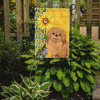 Summer Sunflowers Gold Pekingese Flag Garden Size