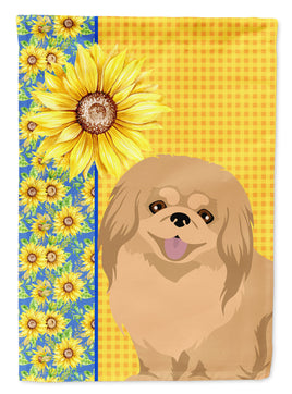 Summer Sunflowers Gold Pekingese Flag Garden Size