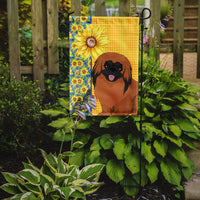 Summer Sunflowers Red Pekingese Flag Garden Size