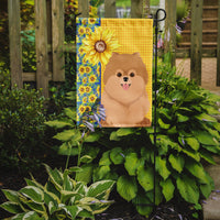 Summer Sunflowers Orange Pomeranian Flag Garden Size