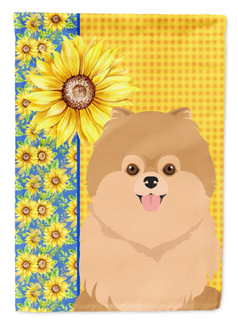 Summer Sunflowers Orange Pomeranian Flag Garden Size