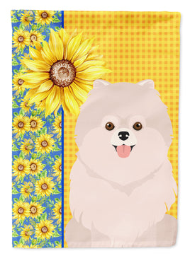 Summer Sunflowers White Pomeranian Flag Garden Size