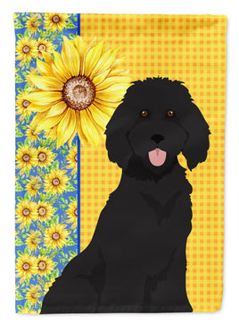 Summer Sunflowers Standard Black Poodle Flag Garden Size