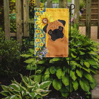 Summer Sunflowers Apricot Pug Flag Garden Size