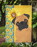 Summer Sunflowers Apricot Pug Flag Garden Size