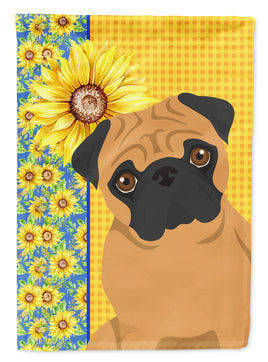 Summer Sunflowers Apricot Pug Flag Garden Size