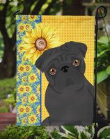 Summer Sunflowers Black Pug Flag Garden Size