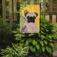Summer Sunflowers Fawn Pug Flag Garden Size