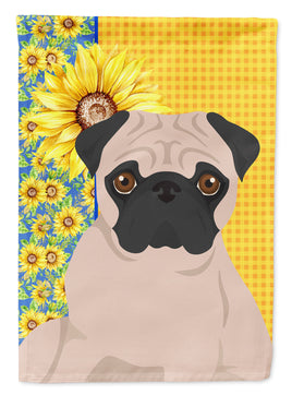 Summer Sunflowers Fawn Pug Flag Garden Size