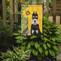Summer Sunflowers Black and Silver Schnauzer Flag Garden Size