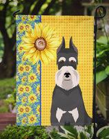 Summer Sunflowers Black and Silver Schnauzer Flag Garden Size