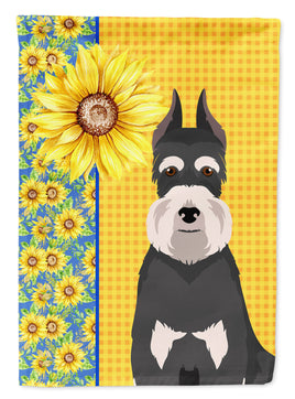 Summer Sunflowers Black and Silver Schnauzer Flag Garden Size