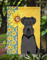 Summer Sunflowers Black Natural Ears Schnauzer Flag Garden Size