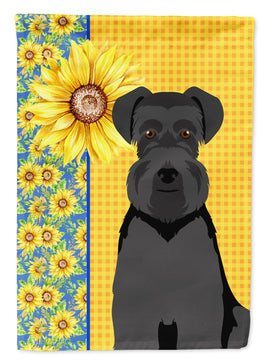 Summer Sunflowers Black Natural Ears Schnauzer Flag Garden Size