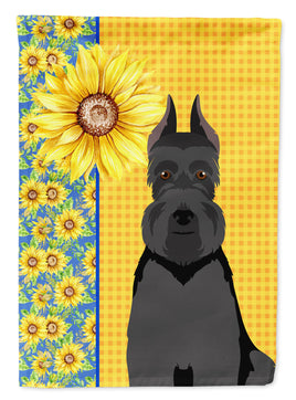 Summer Sunflowers Black Schnauzer Flag Garden Size
